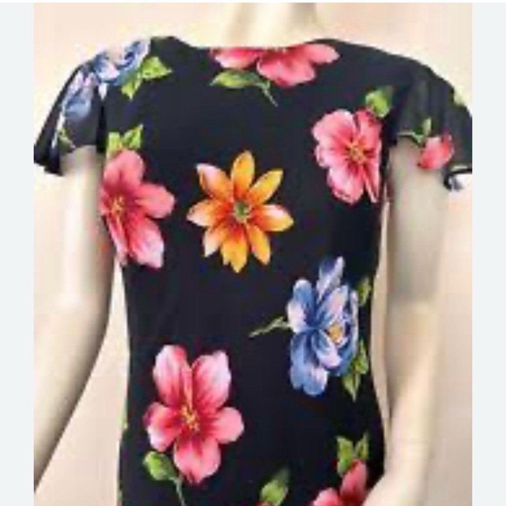 NWT VTG Mary McFadden  Dress BLK SZ 12 Floral Wedding Maxi Flowy Party - Picture 2 of 8